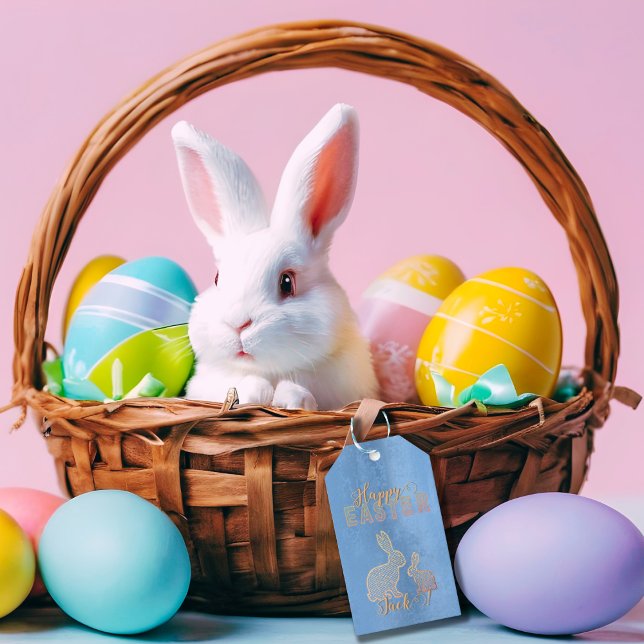 Étiquettes-cadeau Joyeuses Pâques - Lapins pointillés  (Créateur téléchargé)