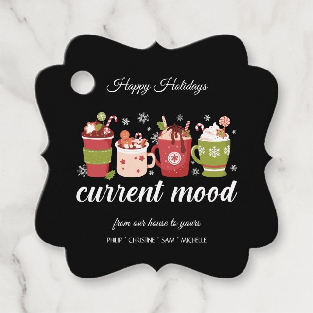 Étiquettes Cadeau Joyeuses vacances - cacao chaud (Devant)