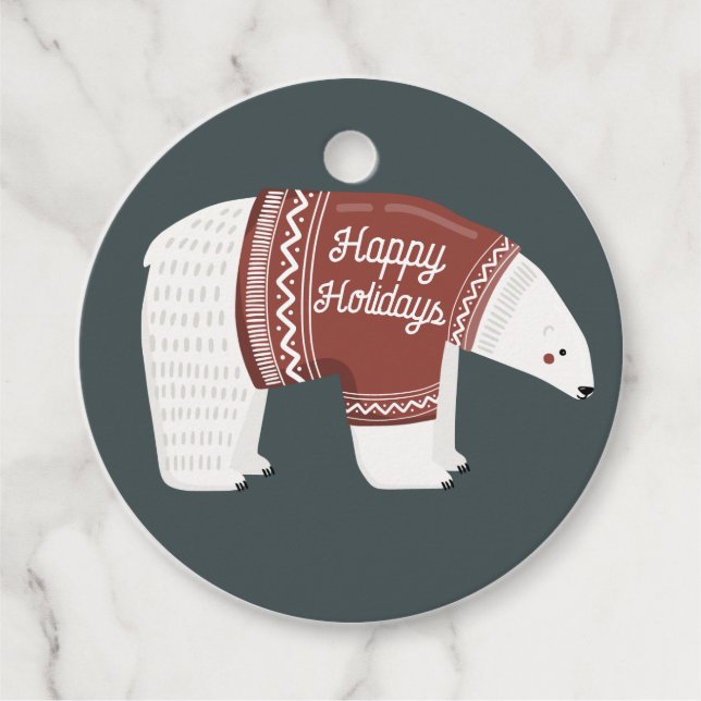 Étiquettes Cadeau Joyeuses vacances Ours polaire (Devant)