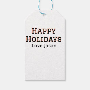 Étiquettes-cadeau Joyeuses vacances rouge noir amour ajouter nom fam