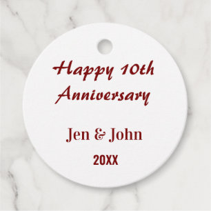 Étiquettes Cadeau Joyeux 10ème anniversaire de mariage mauve nom sim