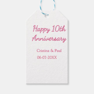 Étiquettes-cadeau Joyeux 10ème anniversaire de mariage simple nom mi