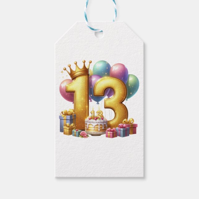 Étiquettes-cadeau Joyeux 13e anniversaire (Devant)