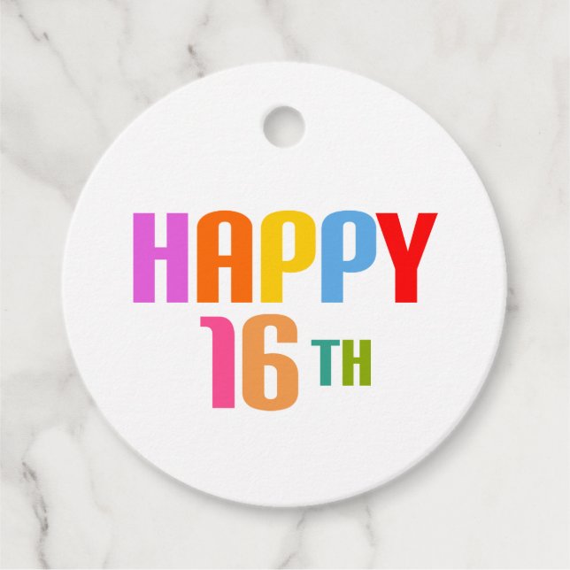 Étiquettes Cadeau Joyeux 16ème (Devant)