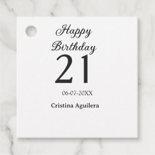 Étiquettes Cadeau Joyeux 21e anniversaire lettre gras nom simple min