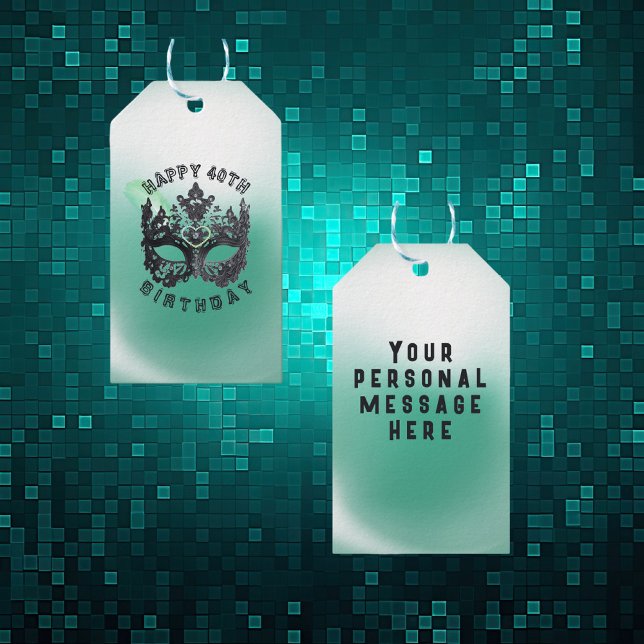Étiquettes-cadeau Joyeux 40e anniversaire Masquerade Masask Masque | (Créateur téléchargé)