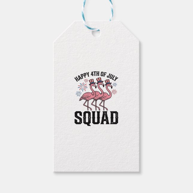 Étiquettes-cadeau Joyeux 4 juillet Flamingo Squad Vector Design_1 (Devant)