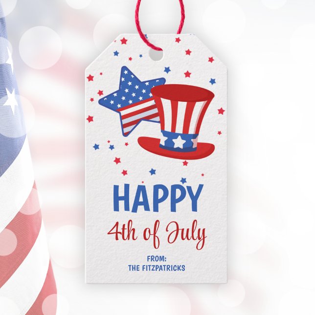 Étiquettes-cadeau Joyeux 4 juillet Red White & Blue Party Favoriser (Happy 4th Of July Red White & Blue Party Favor Gift Tags)