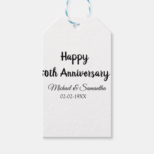 Étiquettes-cadeau Joyeux 50e anniversaire ajouter nom du couple date (Devant)