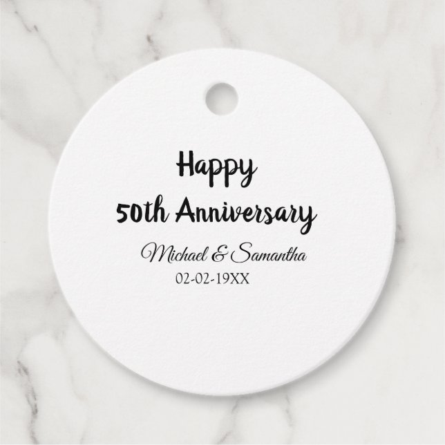 Étiquettes Cadeau Joyeux 50e anniversaire ajouter nom du couple date (Devant)