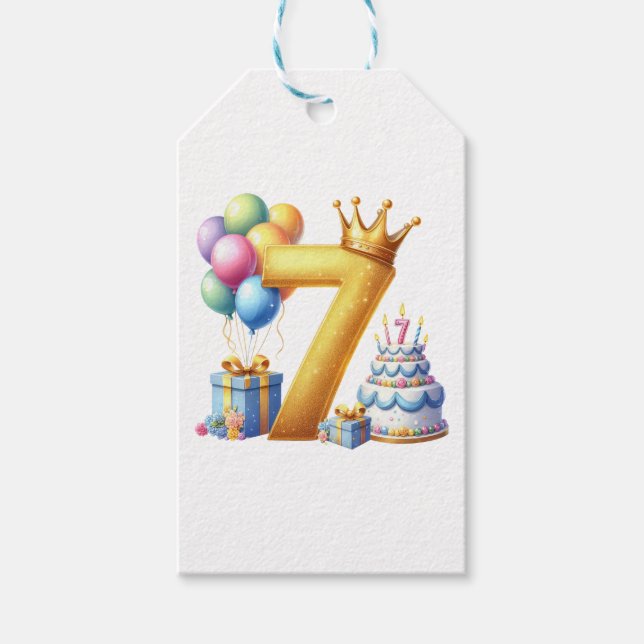 Étiquettes-cadeau Joyeux 7ème Anniversaire (Devant)