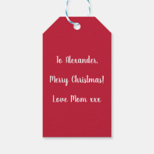 Étiquettes-cadeau Joyeux Amour de Noël personnalisé de maman Rouge