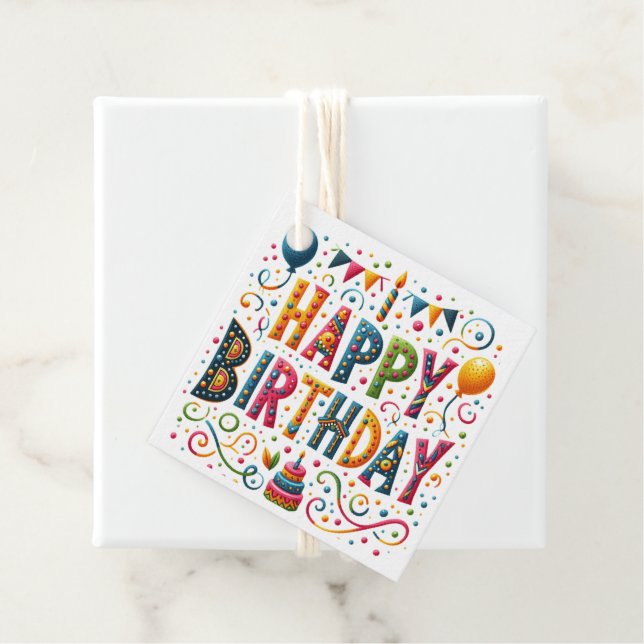 Étiquettes Cadeau Joyeux anniversaire (En situation)