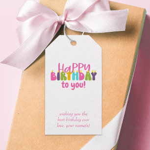 Étiquettes-cadeau Joyeux Anniversaire à Toi Bougie Colorée Personnal