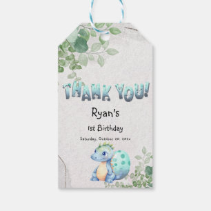 Étiquettes-cadeau Joyeux Anniversaire Bébé Dinosaure Aquarelle 1 an