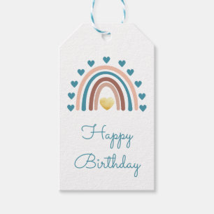 Étiquettes-cadeau Joyeux anniversaire Blue Boy Rainbow Tags cadeaux