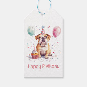 Étiquettes-cadeau Joyeux Anniversaire Bouledogue Anglais