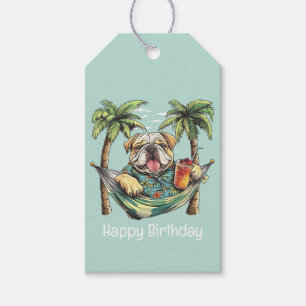 Étiquettes-cadeau Joyeux Anniversaire Bouledogue Anglais En Haut Haw