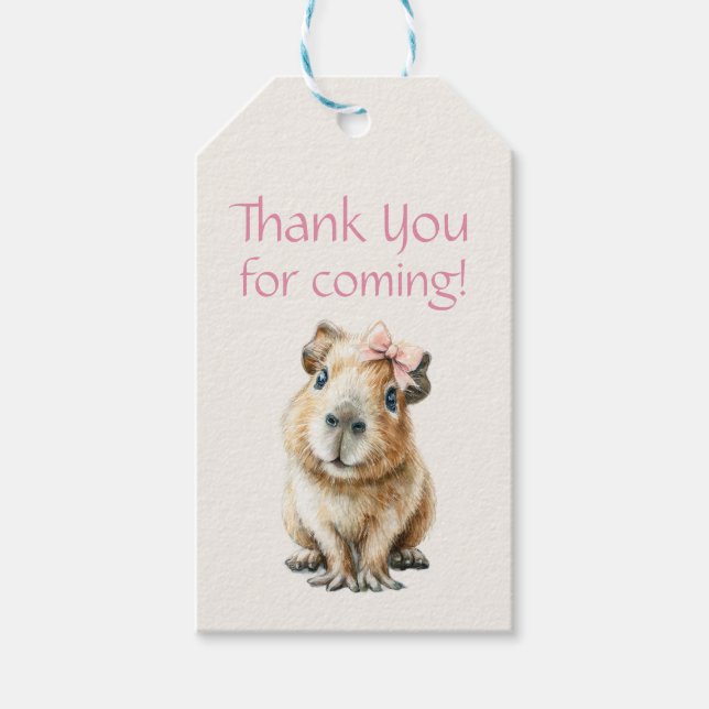 Étiquettes-cadeau Joyeux Anniversaire Capybara Merci (Devant)