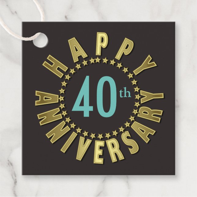 Étiquettes Cadeau Joyeux anniversaire Cercle of Stars Gold ID173 (Devant)