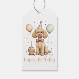 Étiquettes-cadeau Joyeux Anniversaire Chien Caniche Standard