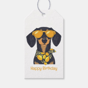 Étiquettes-cadeau Joyeux Anniversaire Chien Lunettes de soleil Citro
