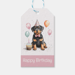 Étiquettes-cadeau Joyeux Anniversaire Chien Rottweiler