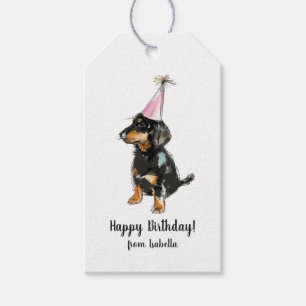 Étiquettes-cadeau Joyeux Anniversaire Chien Saucisse Teckel Mignon