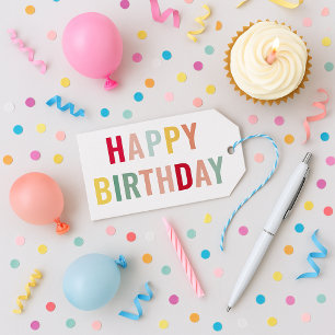 Étiquettes-cadeau Joyeux Anniversaire Coloré 