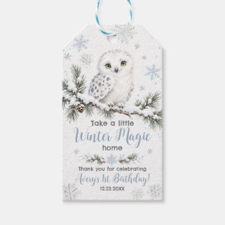 Étiquettes-cadeau Joyeux Anniversaire de la Chouette de Neige de l'A