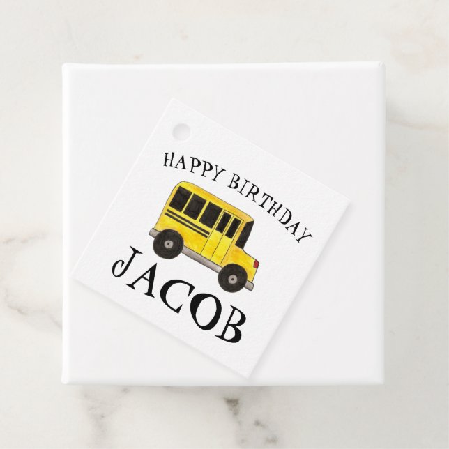 Étiquettes Cadeau Joyeux anniversaire de l'école Jaune Bus Classroom (En situation)
