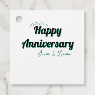 Étiquettes Cadeau Joyeux anniversaire de mariage nom date année vert