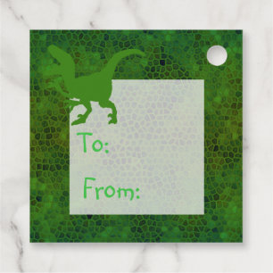 Étiquettes Cadeau Joyeux anniversaire Dinosaure Vert Caché
