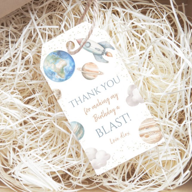 Étiquettes-cadeau Joyeux anniversaire Espace 1ère année Planète Merc (Créateur téléchargé)