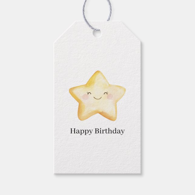 Étiquettes-cadeau Joyeux Anniversaire Étoile (Devant)