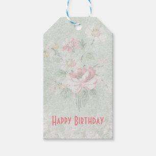 Étiquettes-cadeau Joyeux Anniversaire Faded Roses Shabby Vintage Des