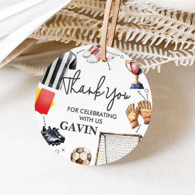 Étiquettes Cadeau Joyeux Anniversaire Foot (Soccer Birthday Party Favor Tags)