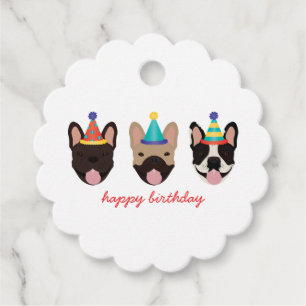 Étiquettes Cadeau Joyeux anniversaire français Bulldog Party Casquet