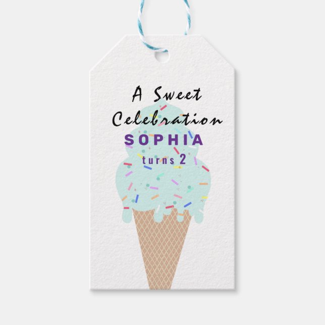 Étiquettes-cadeau Joyeux Anniversaire Glace Sucrée  (Devant)