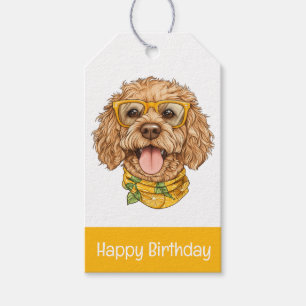 Étiquettes-cadeau Joyeux Anniversaire Goldendoodle Chien Lunettes de