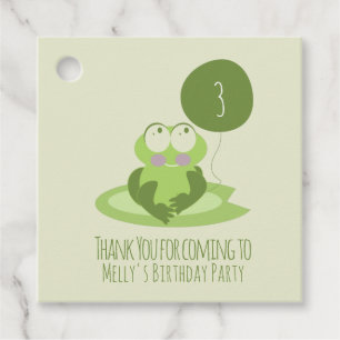Étiquettes Cadeau Joyeux Anniversaire Grenouille Mignonne Ballon Ver