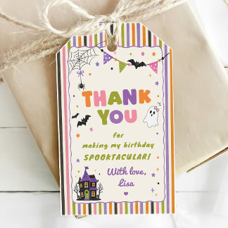 Étiquettes-cadeau Joyeux Anniversaire Halloween Coloré et Effrayant