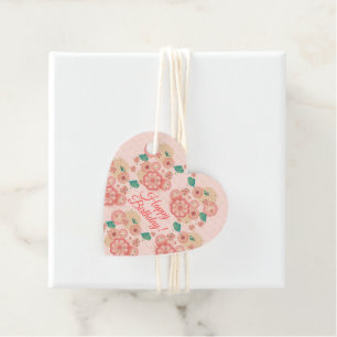 Étiquettes Cadeau Joyeux Anniversaire - Jardin de fleurs de pêcher d