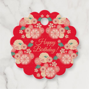 Étiquettes Cadeau Joyeux Anniversaire - Jardin des fleurs de pêche p