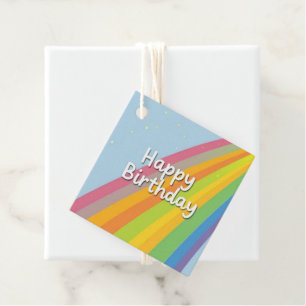 Étiquettes Cadeau Joyeux anniversaire lumineux et coloré arc-en-ciel