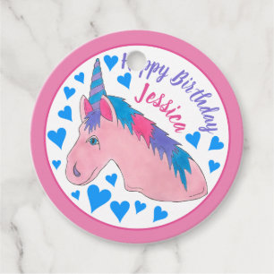 Étiquettes Cadeau Joyeux Anniversaire Magical Pink Unicorn Party