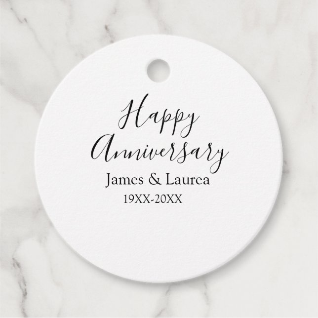 Étiquettes Cadeau Joyeux anniversaire mariage nom date année simple  (Devant)