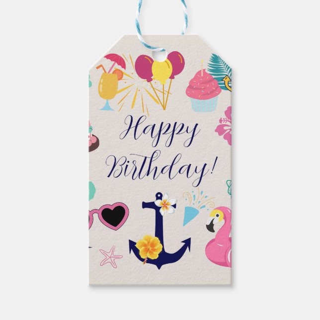 Étiquettes-cadeau Joyeux Anniversaire Marin Mignon (Devant)