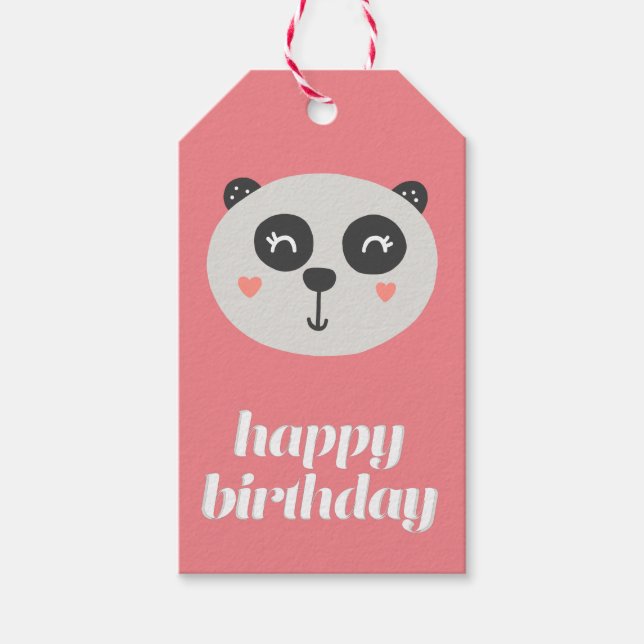 Étiquettes-cadeau Joyeux Anniversaire - Mignonne Ours Panda - Enfant (Devant)