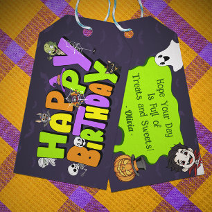 Étiquettes-cadeau Joyeux Anniversaire Monstre Halloween Mignon Spect